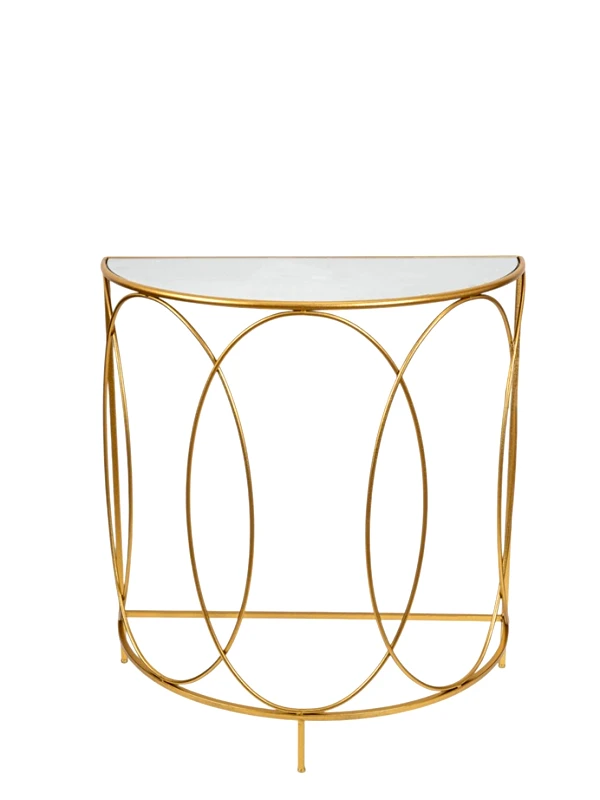 ZEN COLLECTION Κονσόλα Οβάλ Μεταλλική Με Καθρέπτη Χρυσή 75x37,5x81εκ. Zen Collection 25.54.52039 (Υλικό: Μεταλλικό, Χρώμα: Χρυσό ) - ZEN COLLECTION - 25.54.52039