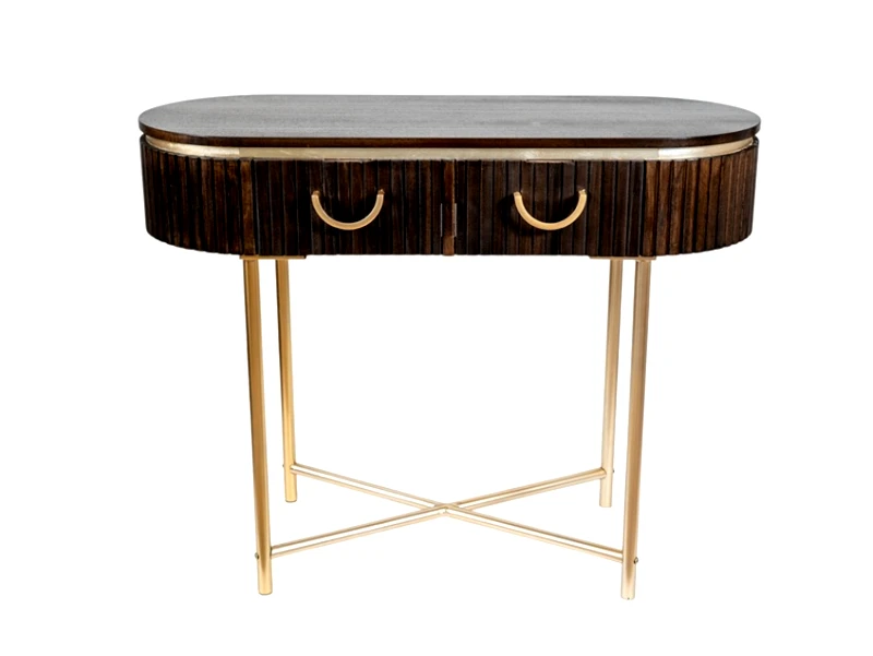 ZEN COLLECTION Κονσόλα Ξύλινη-Μεταλλική Καφέ-Χρυσή 100x40x80εκ. Zen Collection 25.47.52368 (Υλικό: Ξύλο, Χρώμα: Καφέ) - ZEN COLLECTION - 25.47.52368