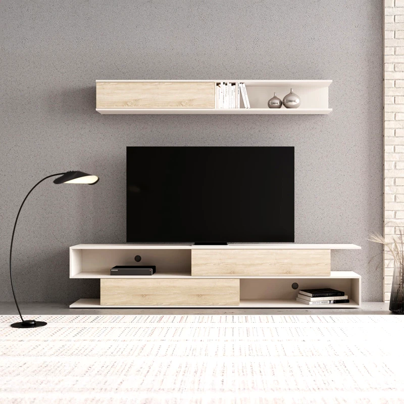 PAKO WORLD Σύνθετο σαλονιού Brick pakoworld σε oak-κρεμ απόχρωση 240x40x50.4εκ - PAKO WORLD - 192-000045