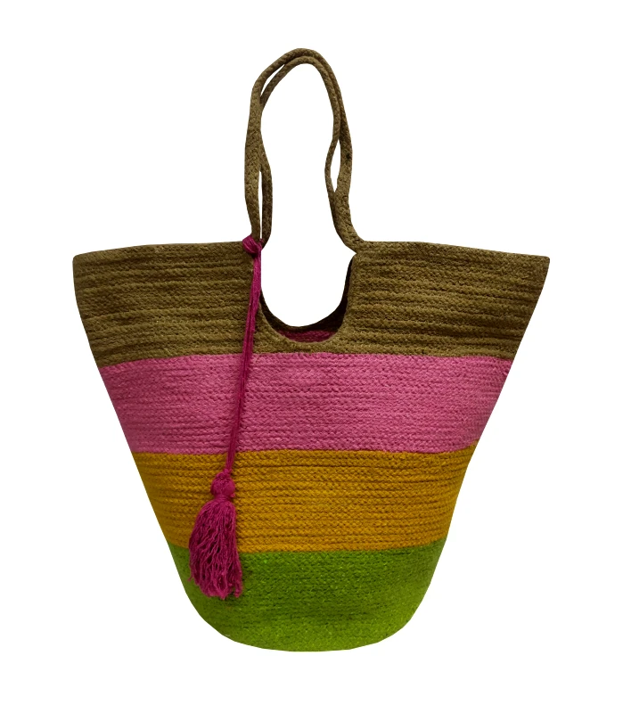 KOMVOS HOME Τσάντα Θαλάσσης Jute Multicolor 40x50εκ. Design 6 Komvos Home 7012217-1 (Ύφασμα: Jute (γιούτα)) - KOMVOS HOME - 7012217-1