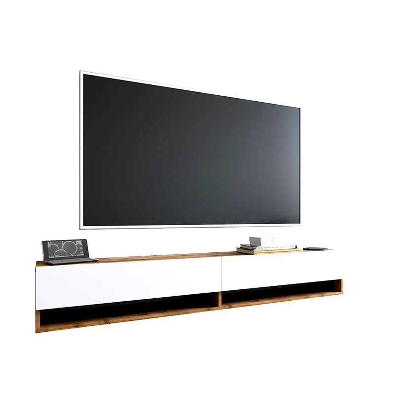 PAKO WORLD Έπιπλο τηλεόρασης επιτοίχιο Handra pakoworld λευκό-oak 180x31,5x29,5εκ - PAKO WORLD - 176-000002
