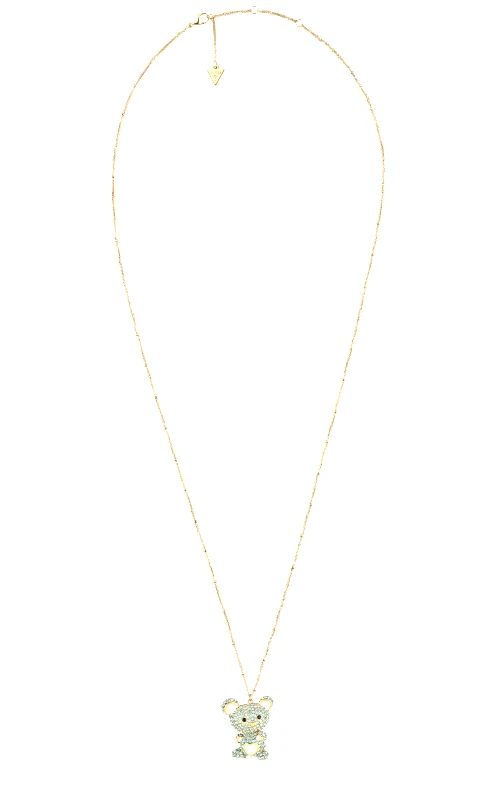 GUESS GUESS STEEL VINTAGE GUESS JUBN05139JWYGLST/U Κολιέ Χρυσό Με Αρκουδάκι Με Γαλάζιες Πέτρες