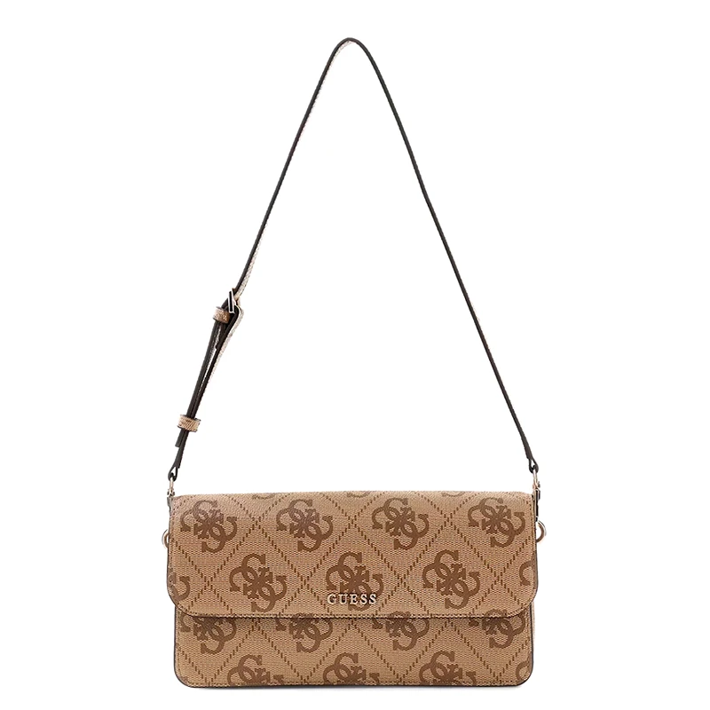 GUESS GUESS SADIE FLAP SHOULDER BAG ΤΣΑΝΤΑ ΓΥΝΑΙΚΕΙΟ HWOS8118190 LATTE LOGO