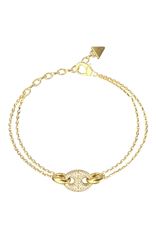 GUESS GUESS STEEL MARINA JUBB06222JWYGL Βραχιόλι Χρυσό Με Διπλή Αλυσίδα Με Σχέδιο Με Πέτρες