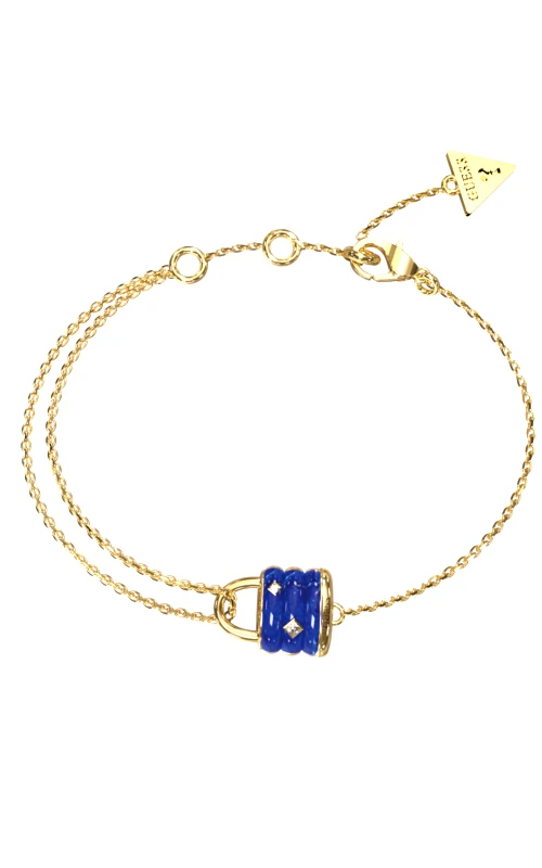 GUESS GUESS STEEL GUESS MY SECRET JUBB05413JWYGBLL Βραχιόλι Χρυσό Με Μπλε Λουκέτο