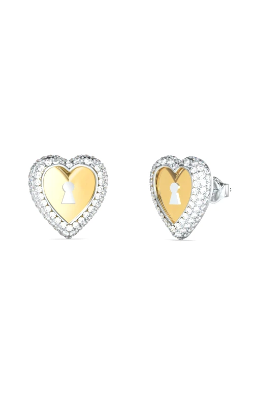 GUESS GUESS STEEL LOVE BITES JUBE06062JWYGRHT/U Σκουλαρίκια Δίχρωμες Καρδιές Με Πέτρες