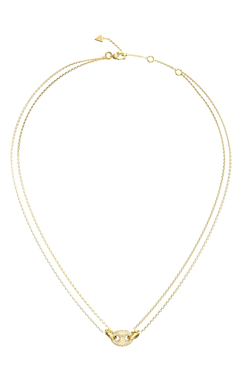 GUESS GUESS STEEL MARINA JUBN06220JWYGT/U Κολιέ Χρυσό Με Διπλή Αλυσίδα Με Σχέδιο Με Πέτρες