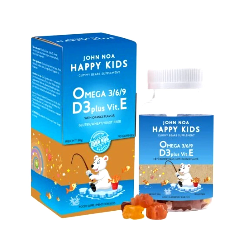JOHN NOA JOHN NOA Happy Kids Omega 3/6/9 D3 & Vitamin E Με Γεύση Πορτοκάλι 90 Ζελεδάκια