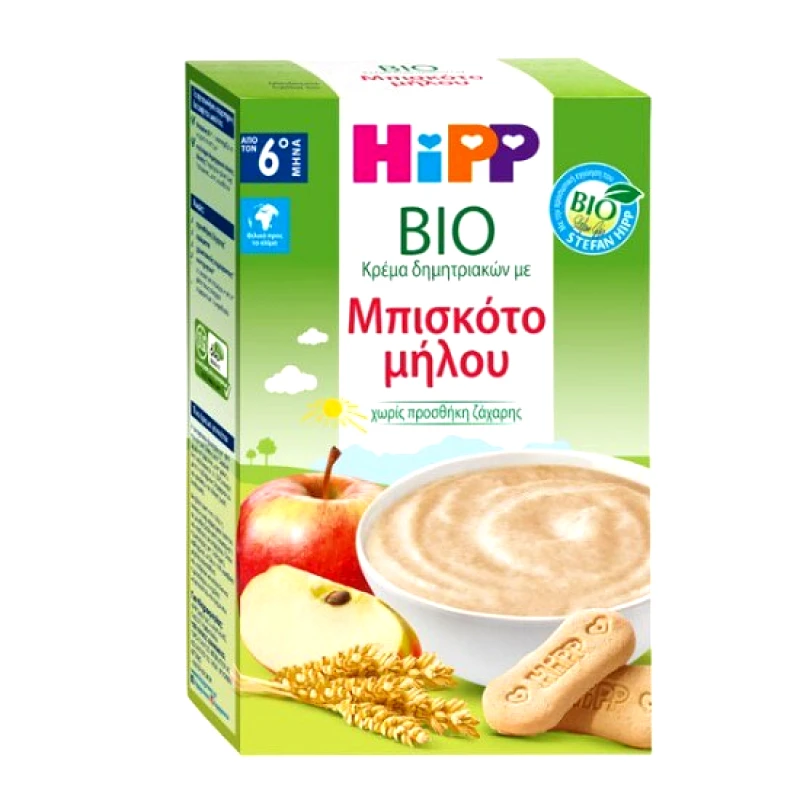 HIPP HIPP Βρεφική Κρέμα Μπισκότο Μήλο 6m+ 250gr