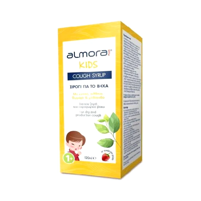 ALMORA ALMORA PLUS® Σιρόπι για Παιδιά για Ξηρό και Παραγωγικό Βήχα χωρίς Γλουτένη Φράουλα 120ml