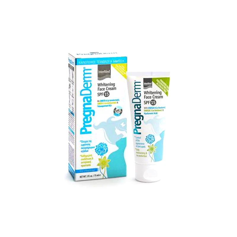 INTERMED INTERMED Pregnaderm Whitening Face Cream SPF15 Κρέμα για τον Αποτελεσματικό Έλεγχο της Εμφάνισης των Σκουρόχρωμων Κηλίδων, την Καθημερινή Ενυδάτωση & Αντιηλιακή Προστασία 75ml