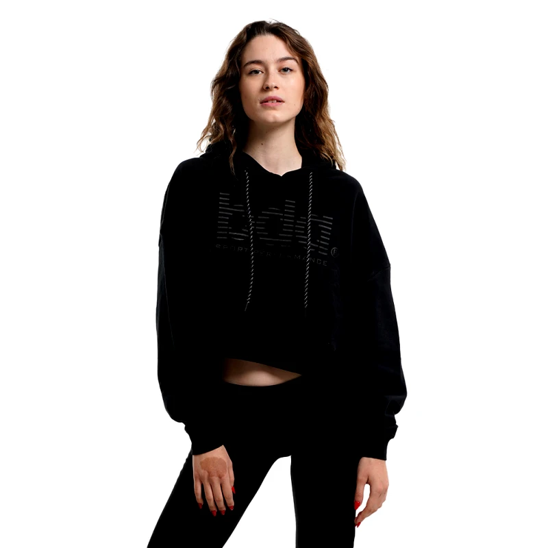 BODY ACTION Body Action Γυναικεία Oversized Cropped Μπλούζα με Κουκούλα (9000120403_1899)