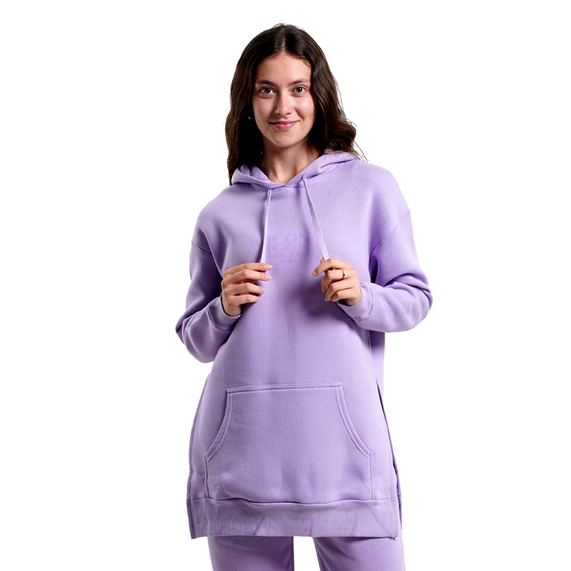 Target Target Long Side Openings Fleece "Icon" Γυναικεία Μπλούζα με Κουκούλα (9000150054_467)