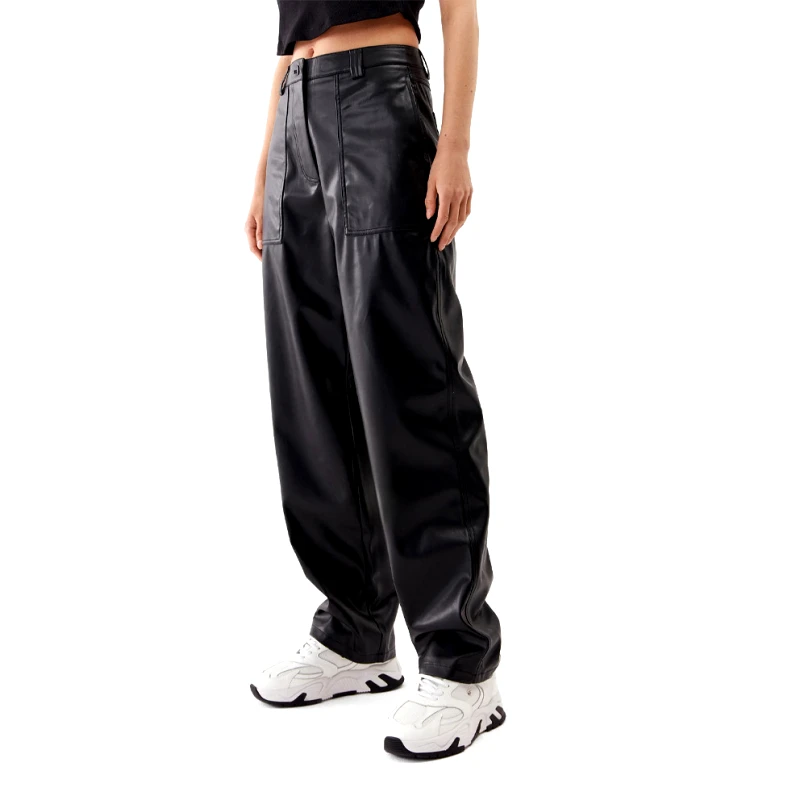 Calvin Klein Calvin Klein Faux Leather High Rise Straight Γυναικείο Παντελόνι (9000152676_68372)