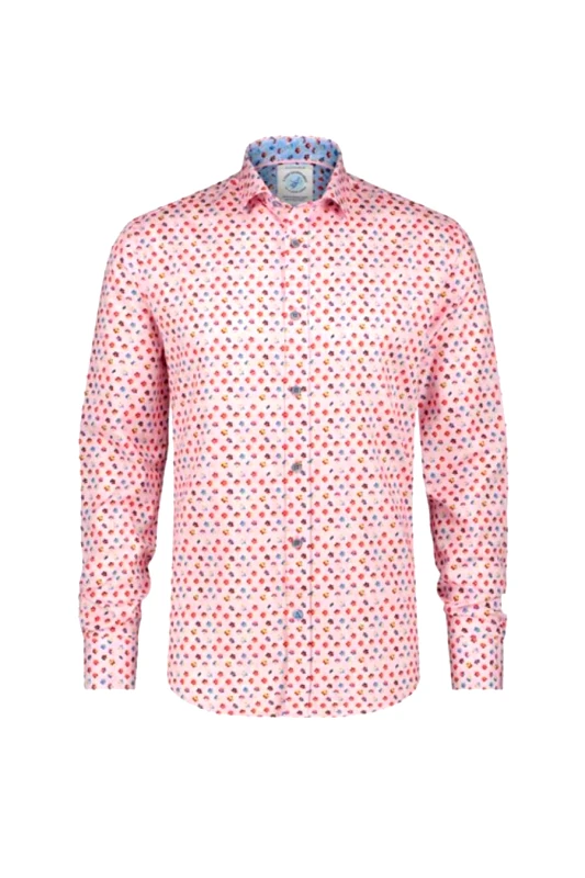 A FISH NAMED FRED A FISH NAMED FRED Ανδρικό Πουκάμισο Shirt flower power pink - MULTI-22.02.028-PINK