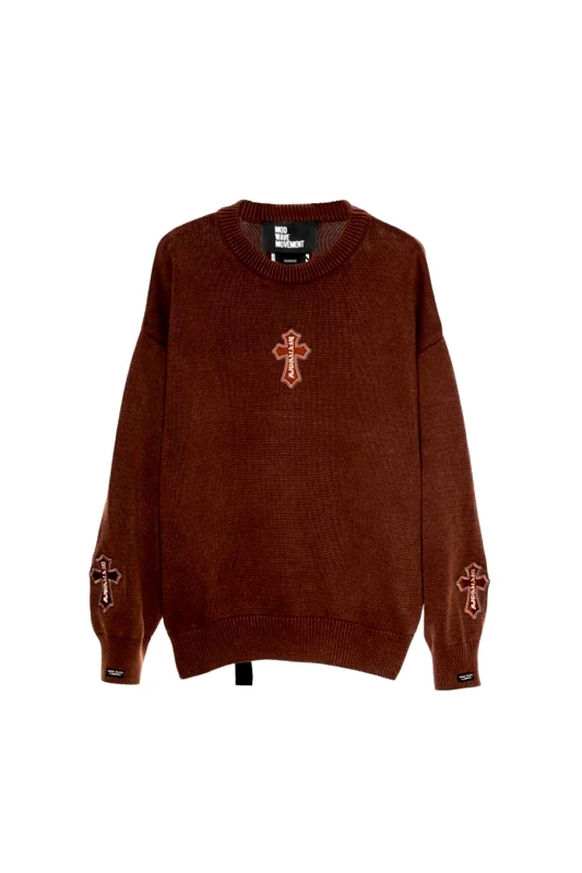 Mod Wave Movement MOD WAVE MOVEMENT Πουλόβερ NESTCRACK&CROSSES CAPSULE JERSEY 002 - BROWN-MW063542441-BROWN