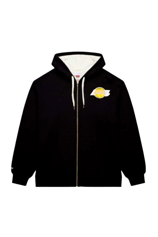 MITCHELL &amp; NESS NOSTALGIA CO. MITCHELL & NESS NOSTALGIA Φούτερ με Κουκούλα NBA PLAYOFF WIN 2.0 FULL ZIP FLEECE VINTAGE LOGO LAKERS - ΜΑΥΡΟ-TH8063-LALBLCK-BLACK