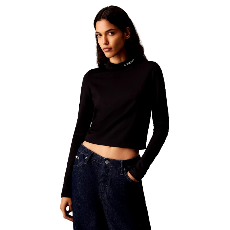 Calvin Klein Calvin Klein Milano Logo Elastic Γυναικεία Μπλούζα Μακρύ Μανίκι (9000211718_68372)