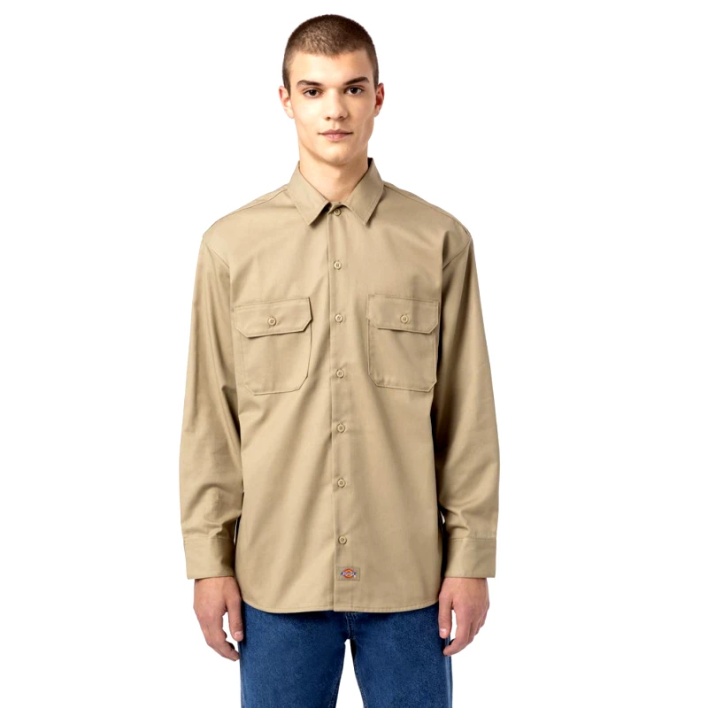 Dickies Dickies Work Shirt Ls Rec Khaki (9000189140_1626)