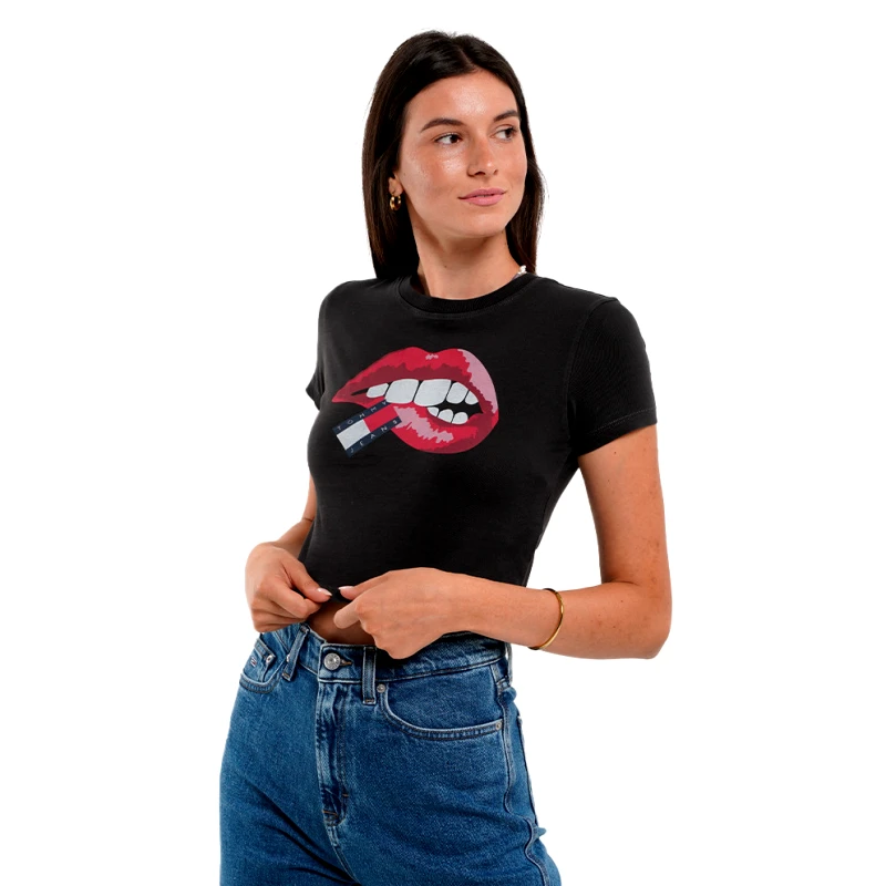 Tommy Jeans Tommy Jeans Tjw Slim Crp Washed Tj Lips Tee (9000175240_1469)