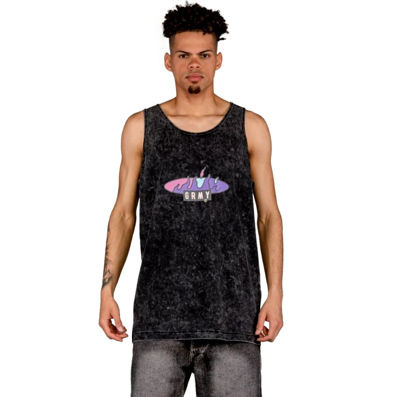 Grimey Grimey Cloven Tongues Stone Washed Tank Top (9000141974_1982)