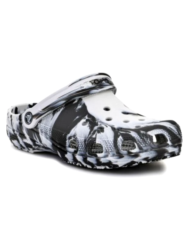 Crocs Crocs Classic Marbled Clog White/Black Unisex Σαμπό Μαύρο
