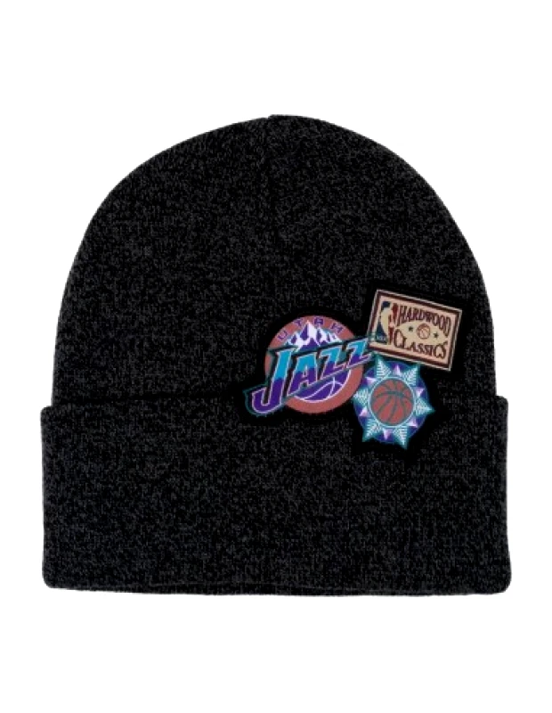 Mitchell & Ness Mitchell Ness Utah Jazz NBA XL Logo Patch Knit Hwc Jazz Cap HCFK4341UJAYYPPPBLCK