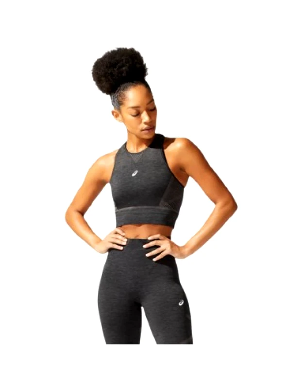Asics ASICS Γυναικείο Αθλητικό Crop Top Αμάνικο Μαύρο Μαύρο 2012B915-001