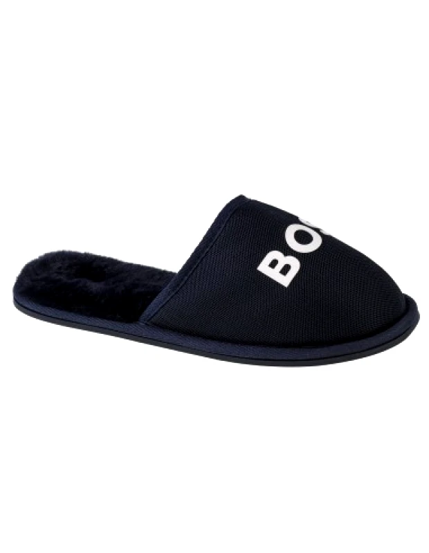 BOSS Boss Shoes Χειμερινές Ανδρικές Παντόφλες με Γούνα Μπλε J29312-849