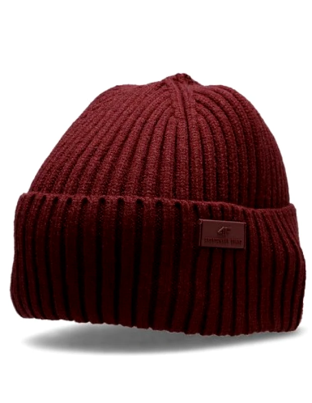 4f 4F Beanie Ανδρικός Σκούφος με Rib Πλέξη σε Μπορντό χρώμα H4Z22-CAM003-60S