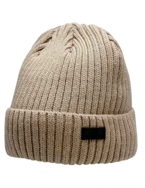 4f 4F Beanie Ανδρικός Σκούφος με Rib Πλέξη σε Καφέ χρώμα H4Z22-CAM009-82S