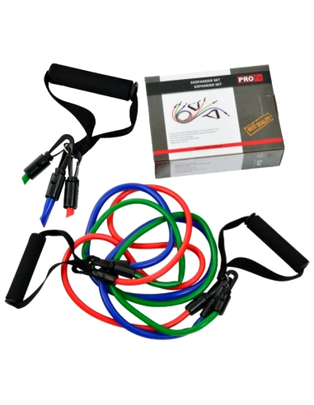 ProFiT Profit Rubber Expander DK2238 Σωληνωτά Λάστιχα Γυμναστικής με Λαβές Σετ 3τμχ Πολύχρωμα