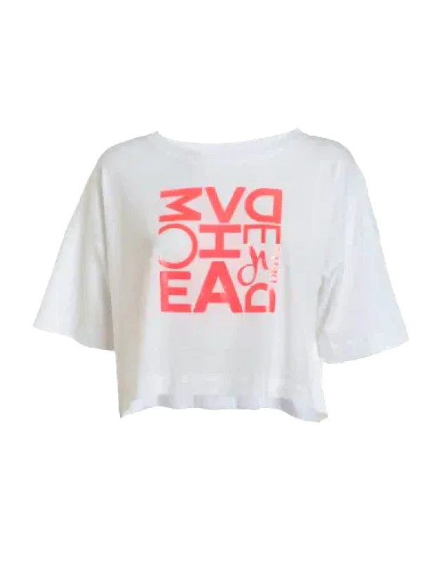 DEHA Deha B64440 Κοντομάνικο Crop Top Λευκό