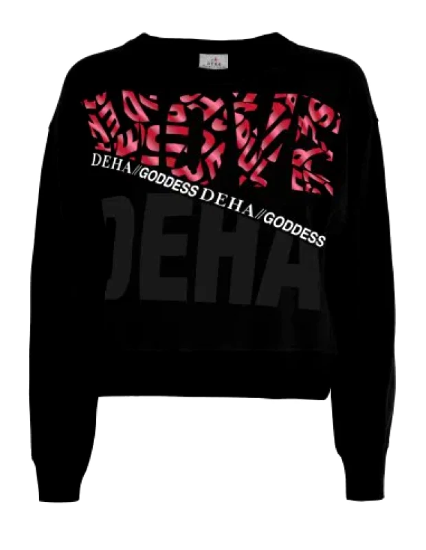 DEHA Deha Cropped Γυναικείο Φούτερ Μαύρο B74862-10009