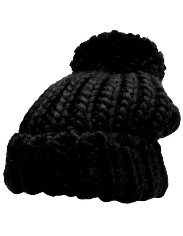 4f 4F Pom Pom Beanie Γυναικείος Σκούφος Πλεκτός σε Μαύρο χρώμα H4Z22-CAD013-20S