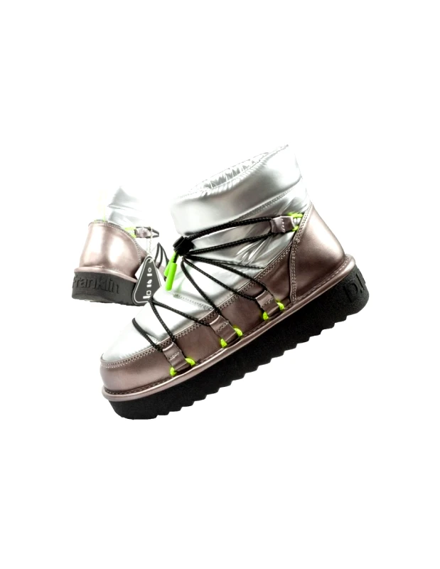 D.Franklin DFranklin women's snow boots winter fashionable insulated ankle boots silver