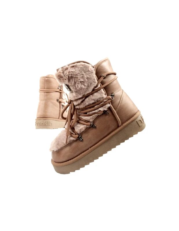 D.Franklin DFranklin women's winter snow boots fashionable fur lining brown high