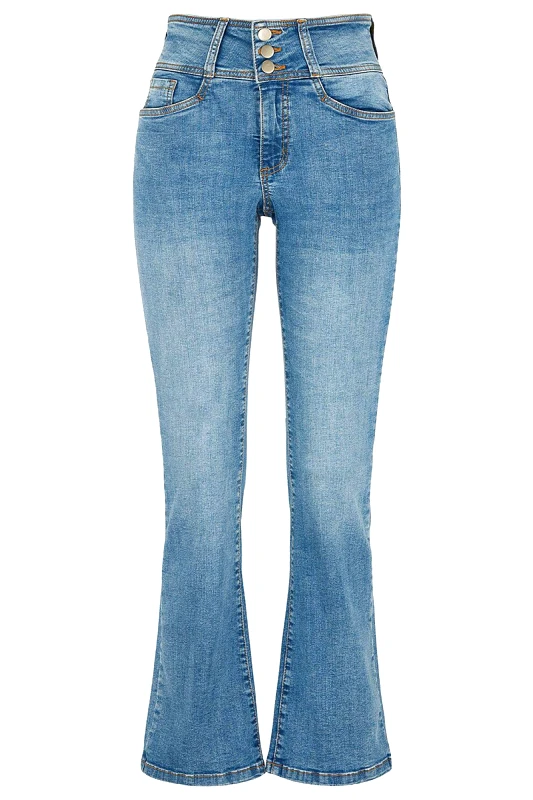 Jean καμπάνα με 3 κουμπιά σε denim light blue χρώμα