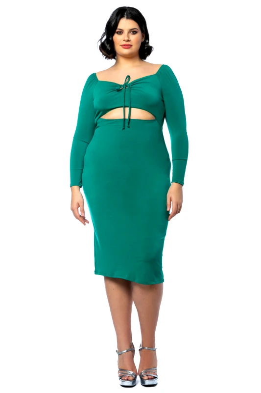 Φόρεμα με keyhole στο μπούστο σε πράσινο χρώμα