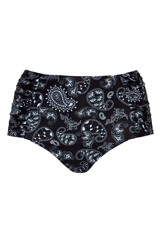 Bikini-slip με σούρα και λαχούρ σε μαύρο/άσπρο χρώμα