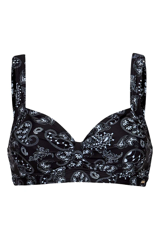 Bikini-top με λαχούρ και σούρα σε μαύρο/άσπρο χρώμα