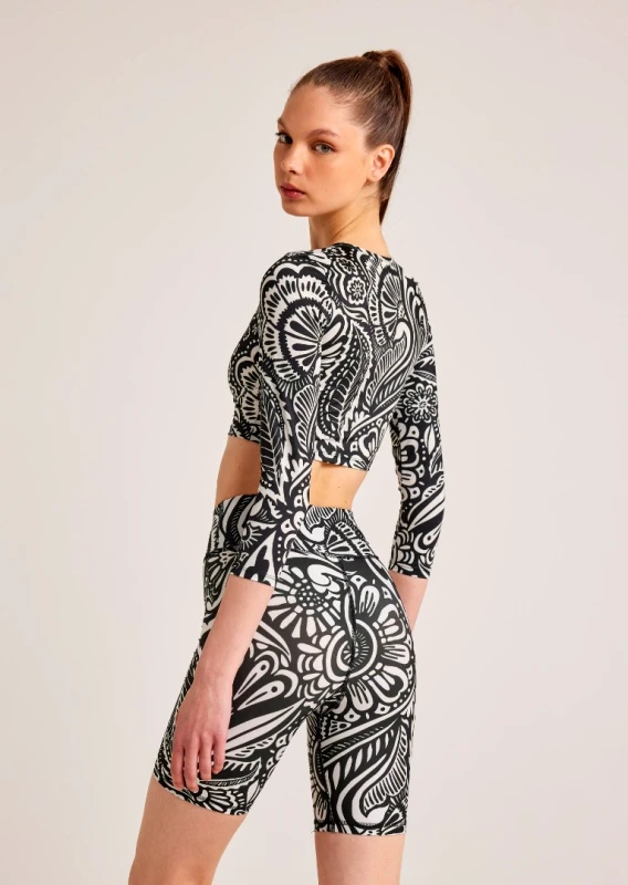 Baya BAYA BIKER LEGGING ETHNIC PRINT 4322B-BLACK Μαύρο