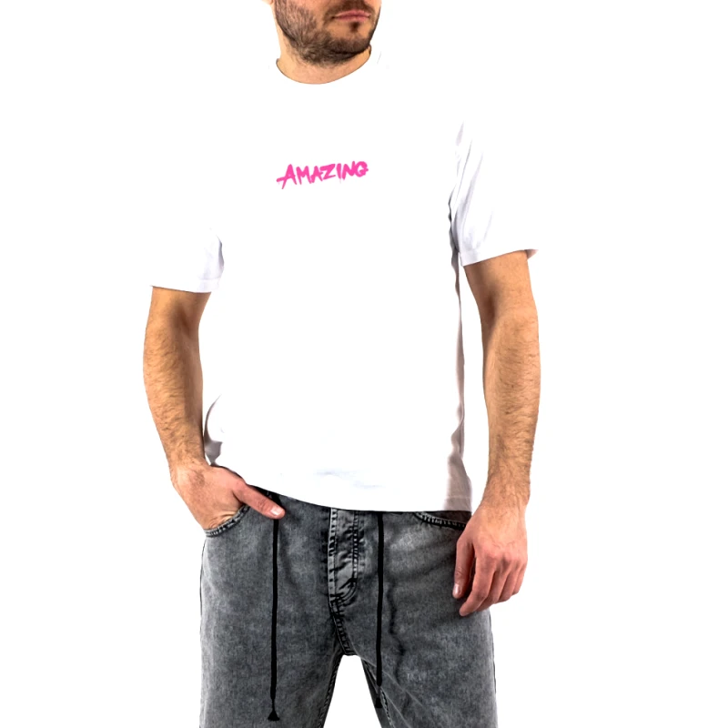Duca Homme Ανδρική λευκή κοντομάνικη μπλούζα Duca Homme 176555
