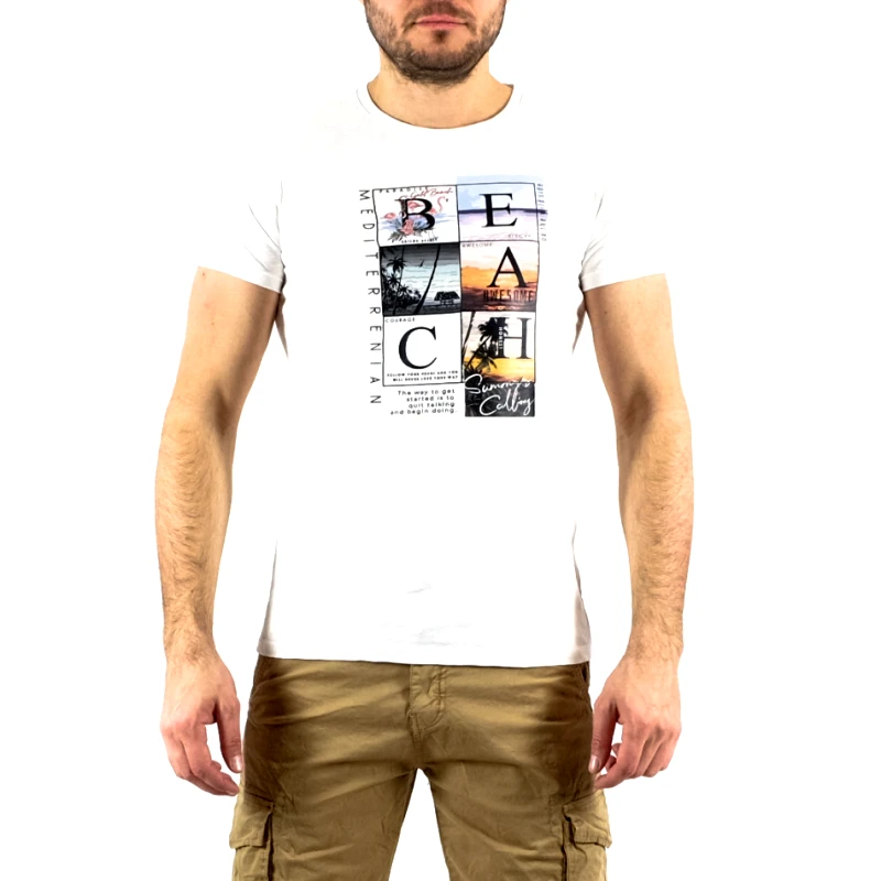 Lagos Ανδρική λευκή κοντομάνικη μπλούζα Lagos 21372