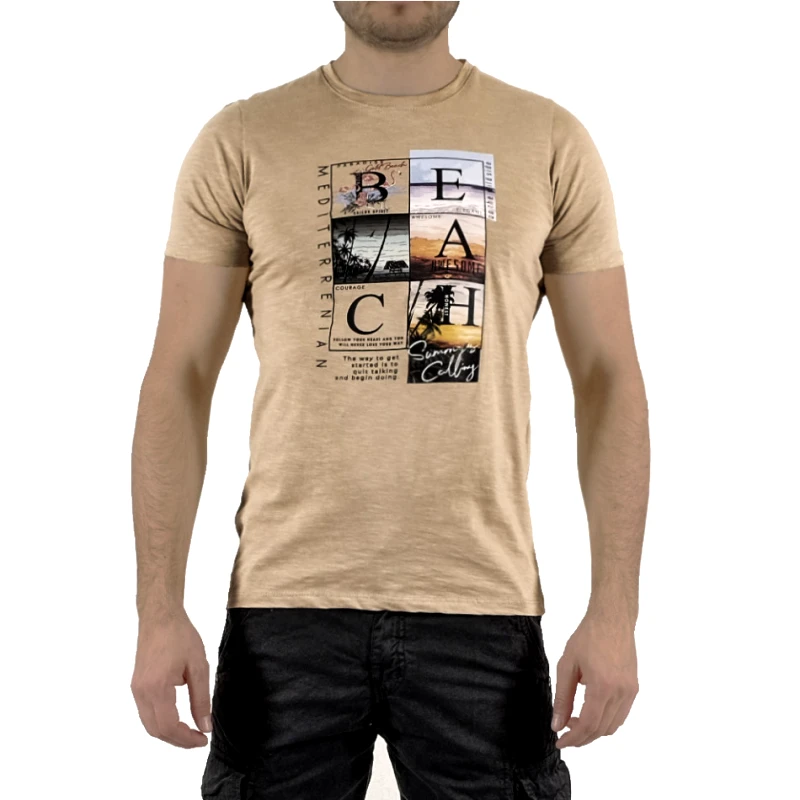 Lagos Lagos Ανδρική μπεζ κοντομάνικη μπλούζα 21372