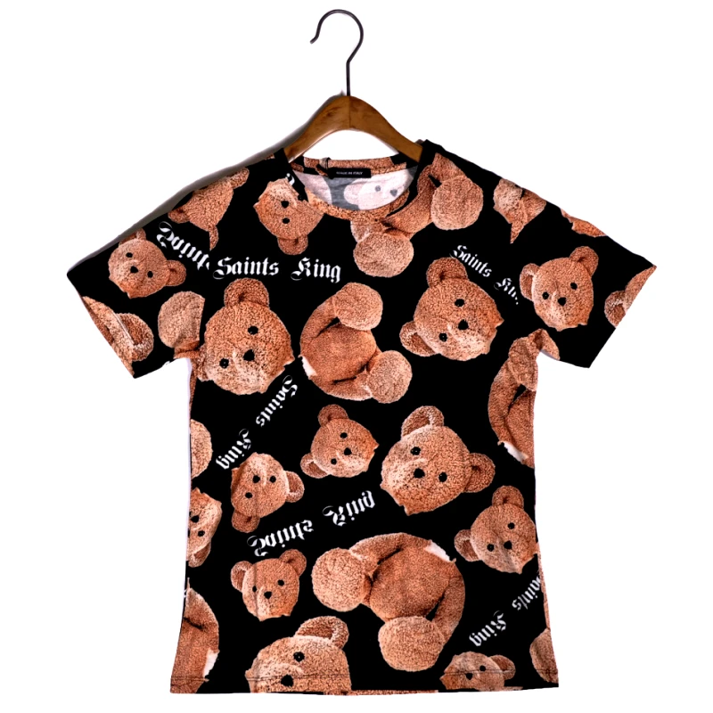 Made in Italy Ανδρική μαύρη κοντομάνικη μπλούζα Teddy Bear