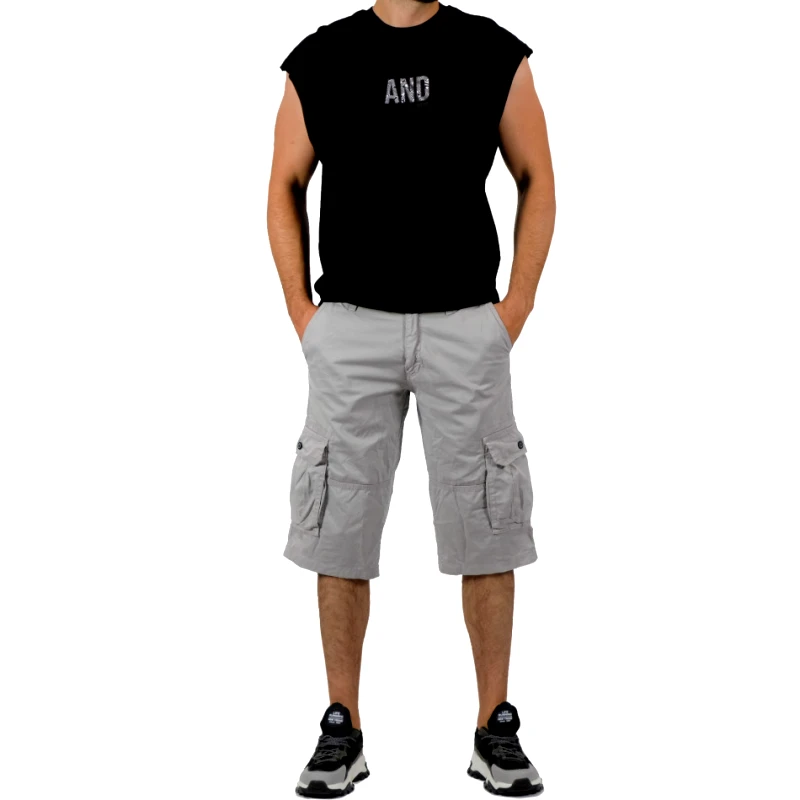 Blackzi Blackzi Ανδρικό ανοιχτό γκρι βερμούδα Cargo & Big Size 2100