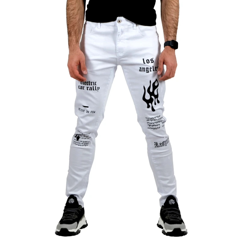 Yes Design Yes Design Ανδρικό λευκό τζιν XSF78461BS