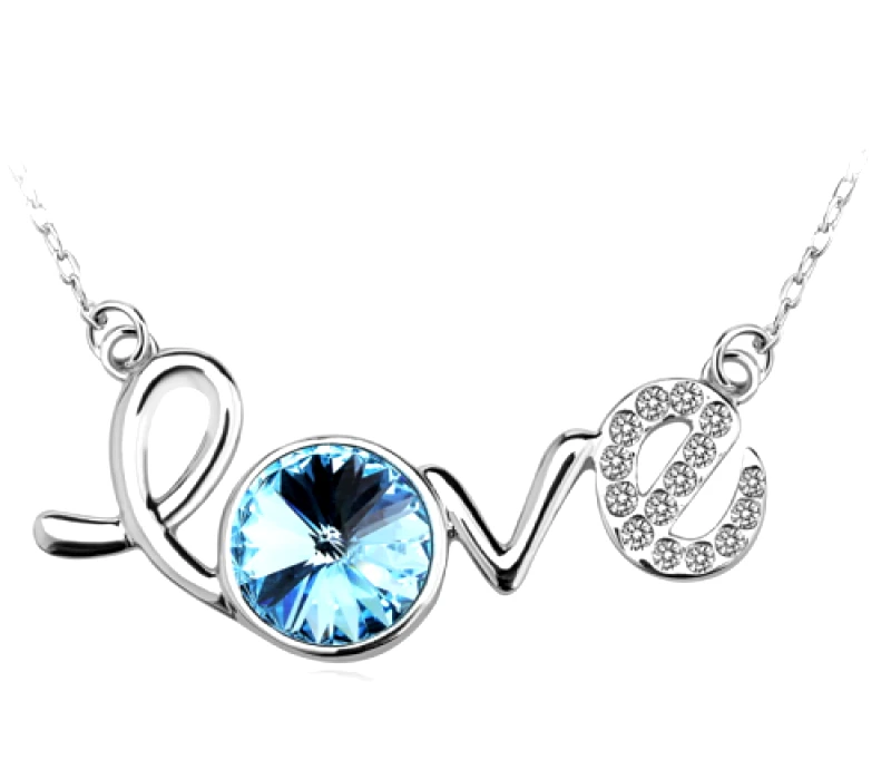 b-cool Κολιέ επιπλατινωμένο Love made with Swarovski elements BC16004-AQ