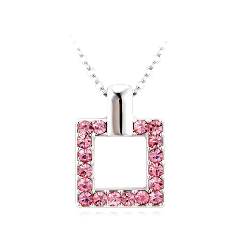 b-cool Swarovski Κολιέ Square Πλατίνα με κρύσταλλα Swarovski, BC10616-LR